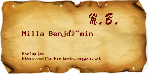 Milla Benjámin névjegykártya